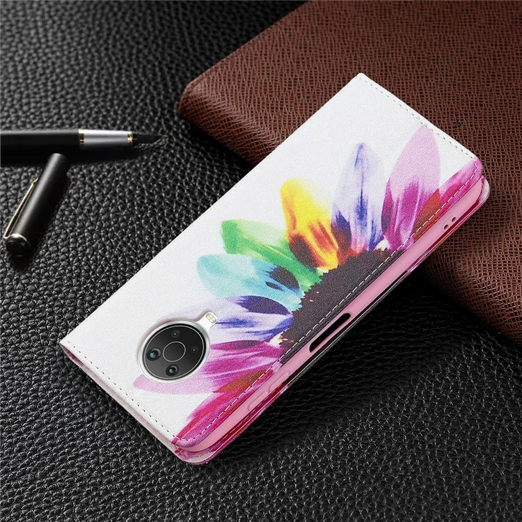 Fashionable Pattern Printing Wallet Stand Cover Auto-absorbed Shockproof and Scratch Resistant Flip Leather for  Phone Case Nokia G10 / G20 - Sunflower