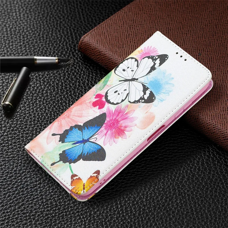 Fashionable Pattern Printing Wallet Stand Cover Auto-absorbed Shockproof and Scratch Resistant Flip Leather for  Phone Case Nokia G10 / G20 - Butterflies