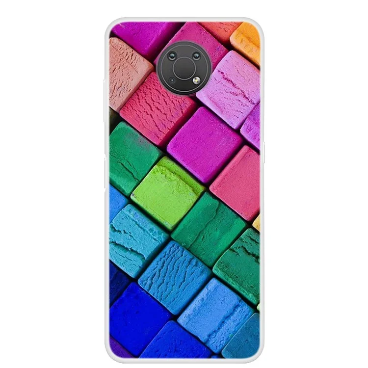 Anti-Scratch Pattern Printing Soft TPU Phone Cover Case for Nokia G10 - Colorful Block