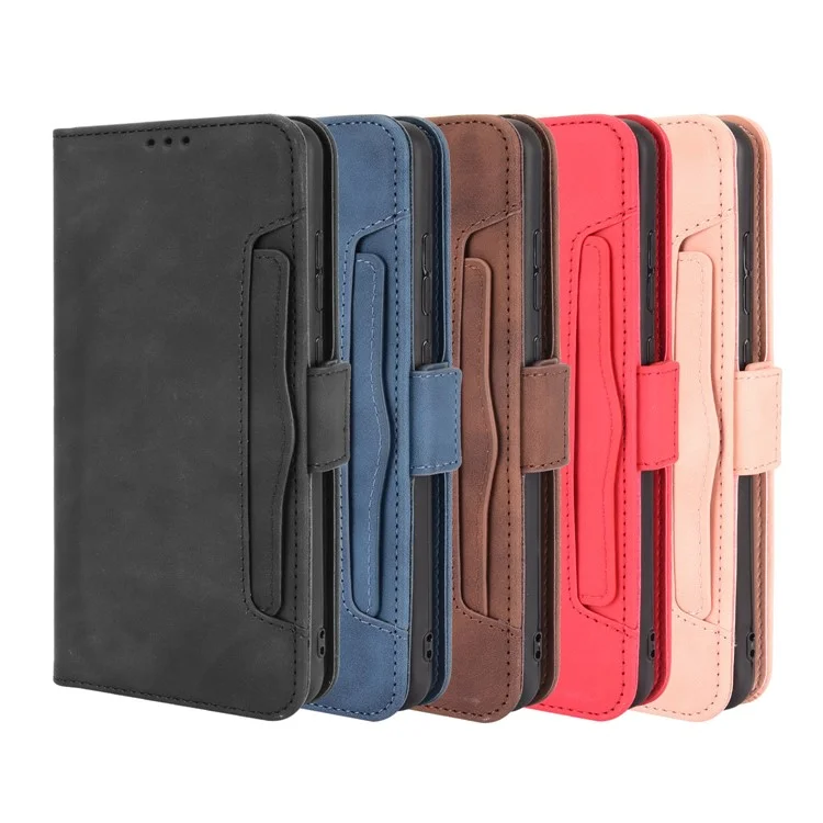Wallet Design Multiple Card Slots Phone Cover Stand Case für Nokia C20/C10 - Schwarz
