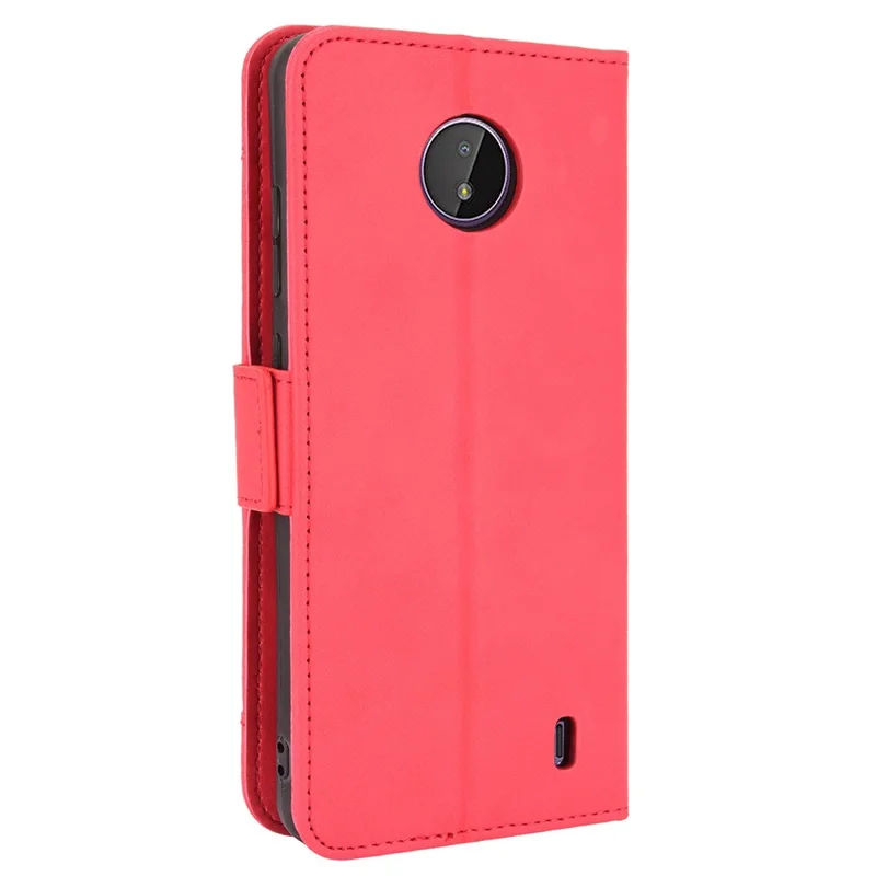 Wallet Design Multiple Card Slots Phone Cover Stand Case for Nokia C20/C10 - Red