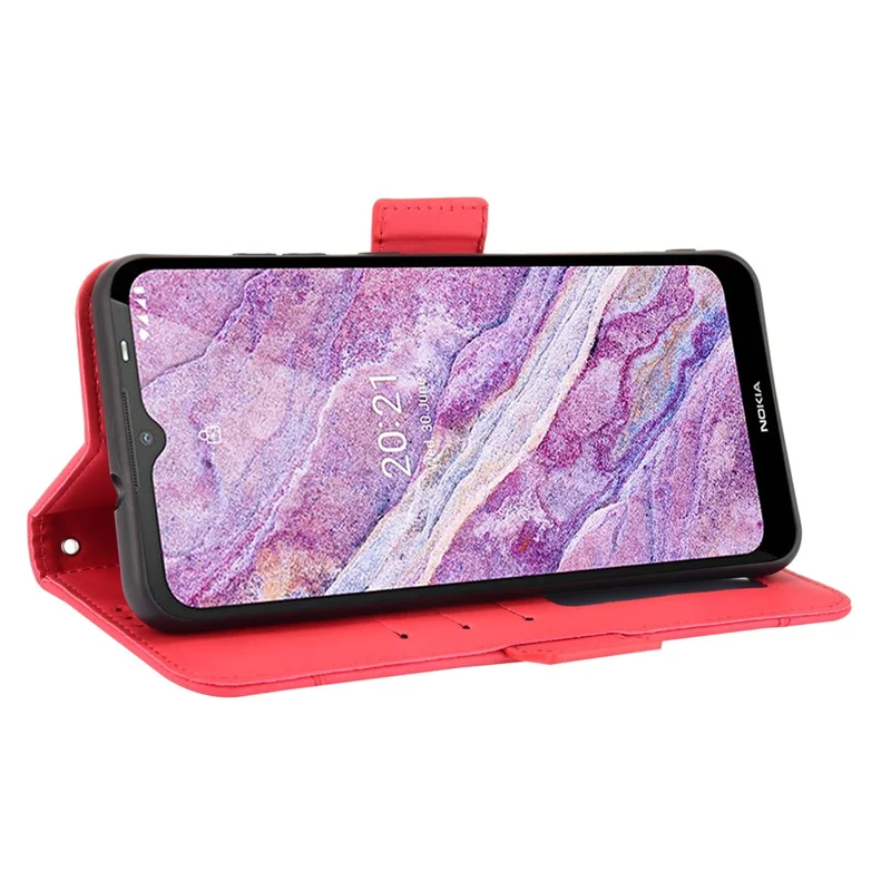 Wallet Design Multiple Card Slots Phone Cover Stand Case for Nokia C20/C10 - Red