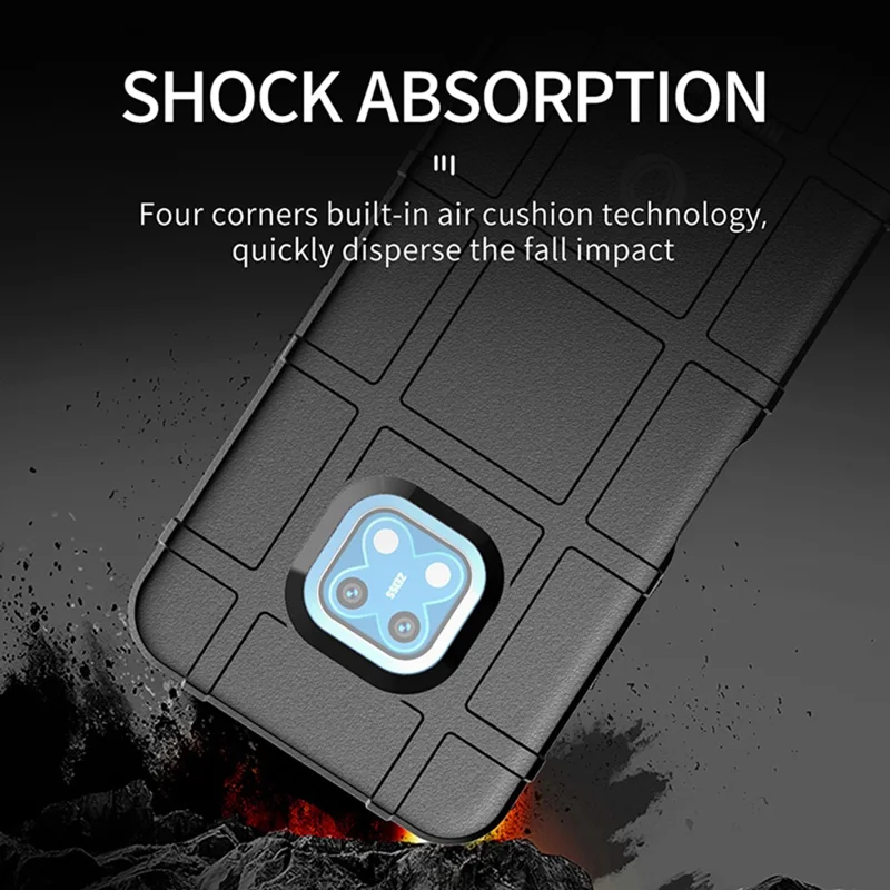 Durable Drop Tested Square Grid Texture Shockproof Protective Flexible Soft TPU Case Cover for Nokia XR20 - Black