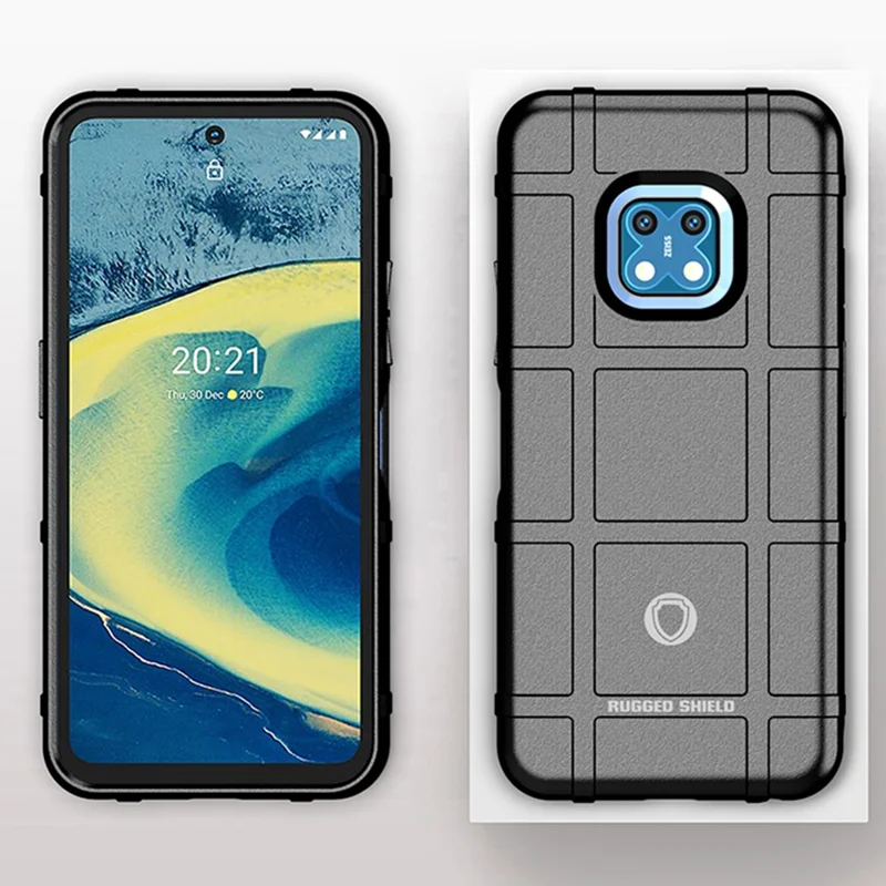 Durable Drop Tested Square Grid Texture Shockproof Protective Flexible Soft TPU Case Cover for Nokia XR20 - Black