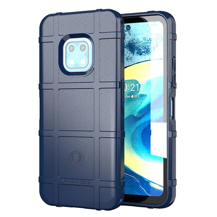 Durable Drop Tested Square Grid Texture Shockproof Protective Flexible Soft TPU Case Cover for Nokia XR20 - Blue