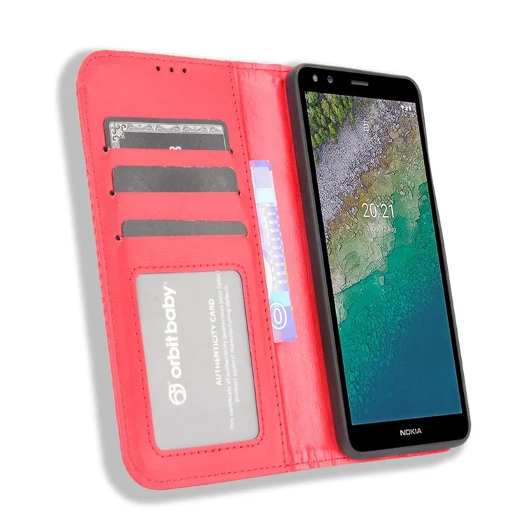 Cubija De Publicacia De Publicación De Puertos De Estecio Vinta De Cuero De Pua Para Nokia C01 Plus - Petirrojo