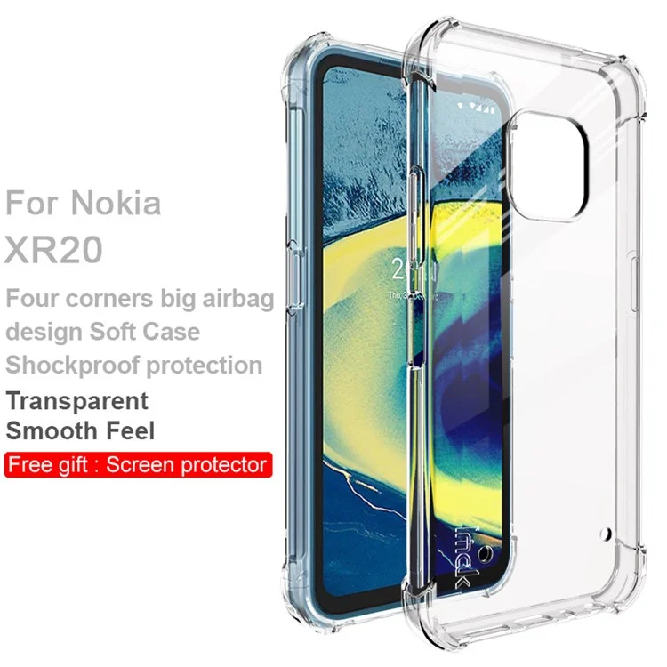 Étui de protection en TPU souple IMAK Airbag Shockproof pour Nokia XR20 - Transparent