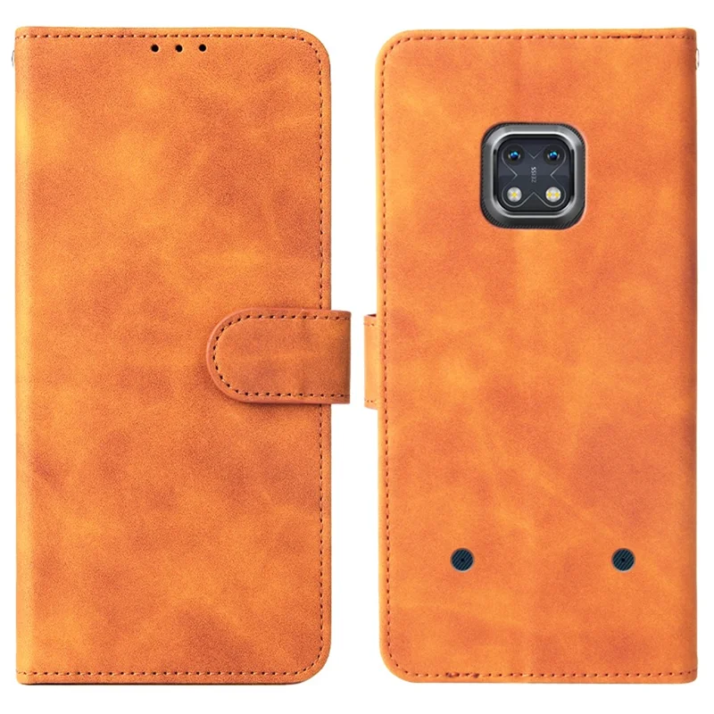 Skin-Touch Feeling Magnetic Clasp Closure Wallet Stand Design Leather Phone Shell Case for Nokia XR20 - Brown