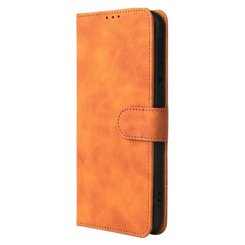 Skin-Touch Feeling Magnetic Clasp Closure Wallet Stand Design Leather Phone Shell Case for Nokia XR20 - Brown