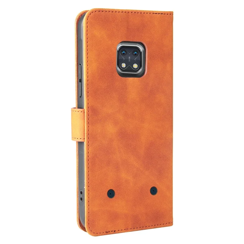 Skin-Touch Feeling Magnetic Clasp Closure Wallet Stand Design Leather Phone Shell Case for Nokia XR20 - Brown