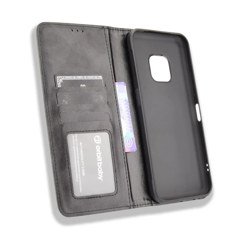 Vintage Style Magnétique Auto-absorbé Le Support De Portefeuille De Portefeuille De Téléphone Coquille De Protection Pour Nokia XR20 - Le Noir