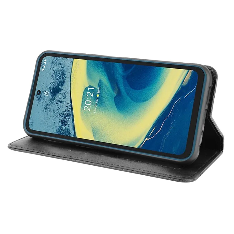 Estilo Vintage Magnético Autorbido Auto-Absorbido Soporte Teléfono Estuche Protector Shell Para Nokia XR20 - Negro