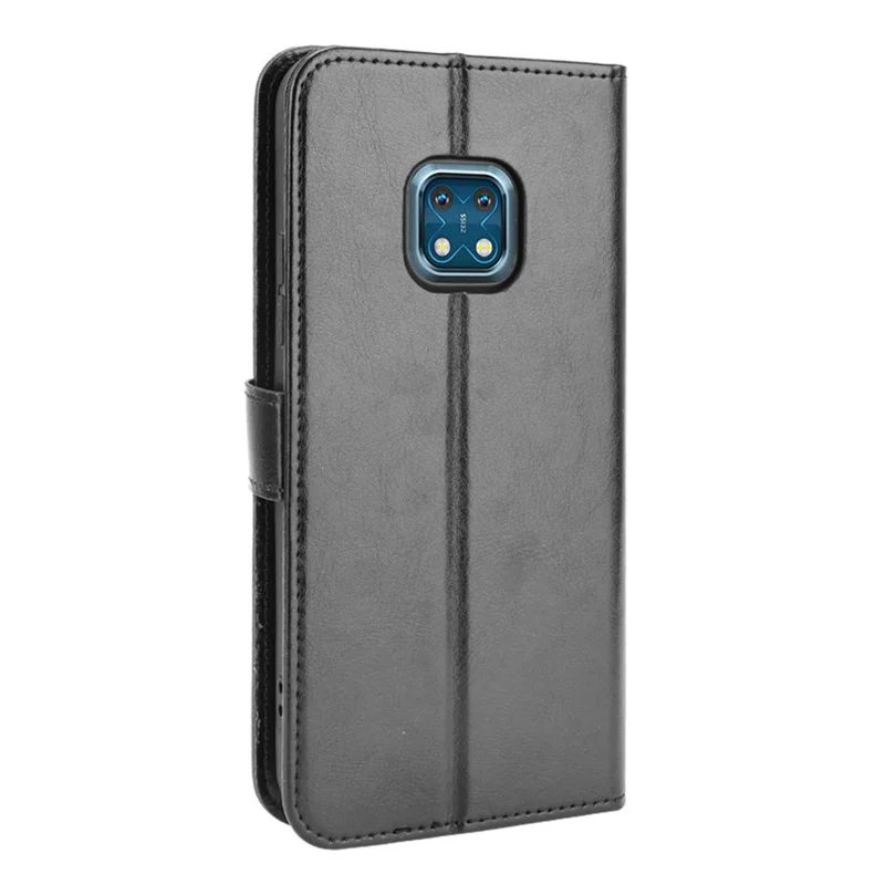 Crazy Horse Texture Portafoglio in pelle con supporto Design Protezione completa Custodia per telefono con cordoncino per Nokia XR20 - Nero 