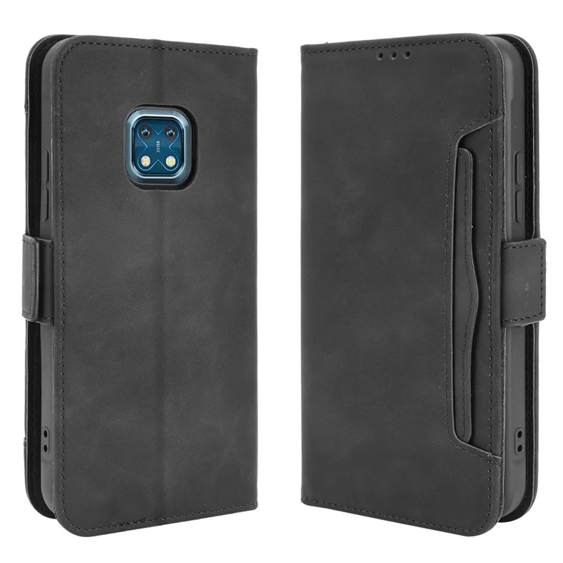 Full Protection Multi Card Holder Design Leather Phone Stand Case Cover Protector for Nokia XR20 - Black