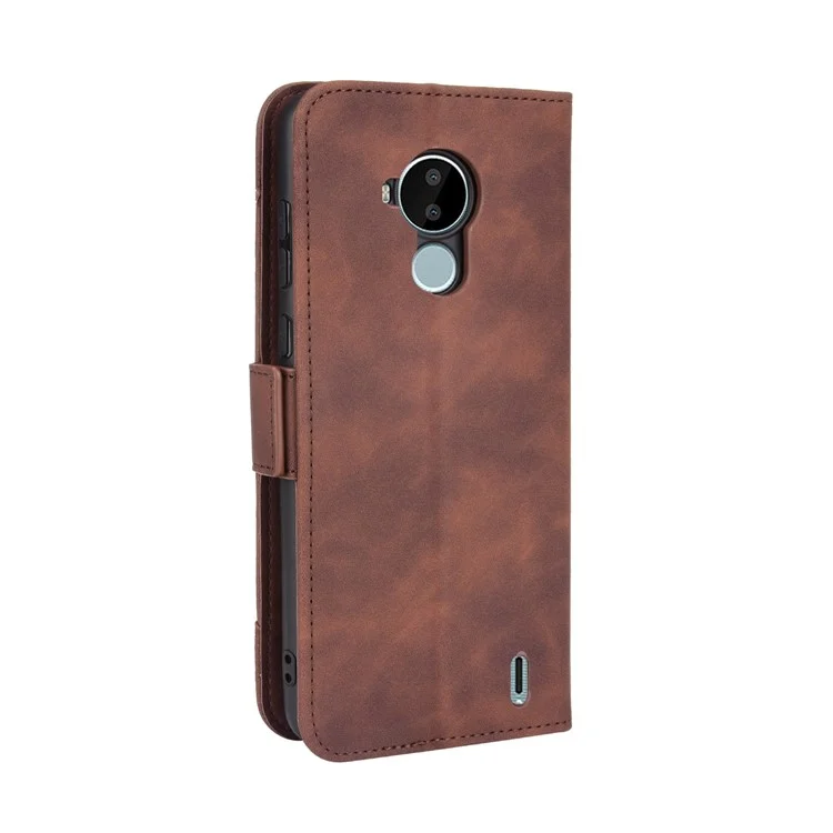 For Nokia C30 Quality PU Leather Phone Cover Shock Resistant Phone Cover Leather Phone Wallet Stand Protective Case - Brown