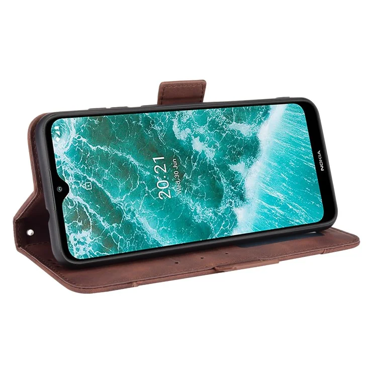 For Nokia C30 Quality PU Leather Phone Cover Shock Resistant Phone Cover Leather Phone Wallet Stand Protective Case - Brown
