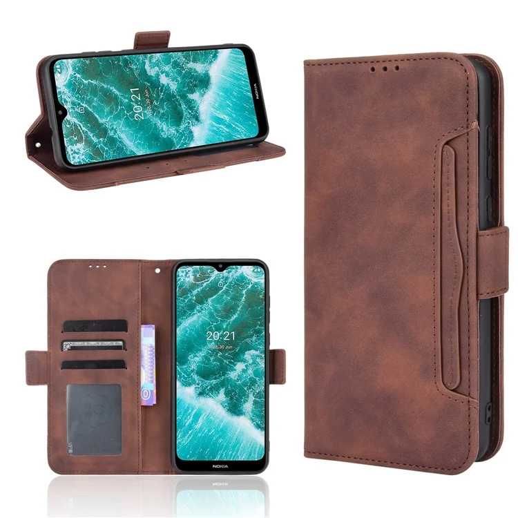 For Nokia C30 Quality PU Leather Phone Cover Shock Resistant Phone Cover Leather Phone Wallet Stand Protective Case - Brown