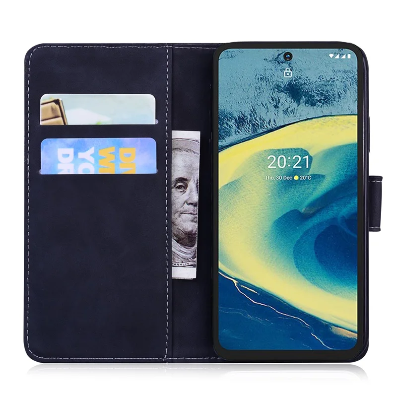 Scratch Resistant TPU PU Leather Protective Phone Case Shell with Stand and Wallet for Nokia XR20 - Black