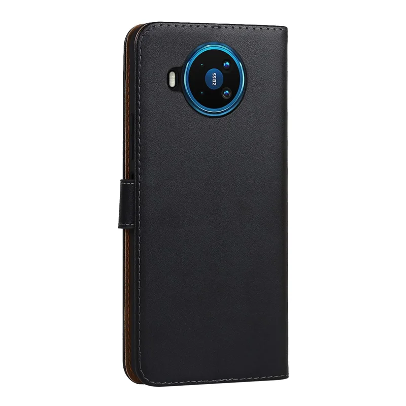 Genuine Leather Phone Protector Dual-Sided Magnetic Clasp Anti-Drop Wallet Card Slot Stand Phone Case for Nokia 8.3 5G