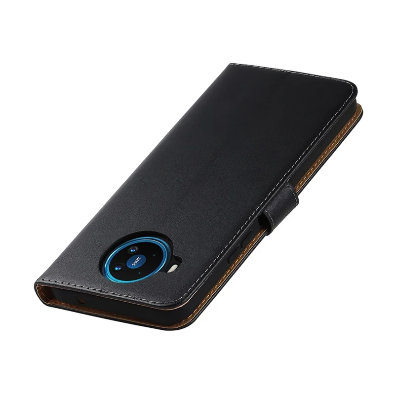 Genuine Leather Phone Protector Dual-Sided Magnetic Clasp Anti-Drop Wallet Card Slot Stand Phone Case for Nokia 8.3 5G