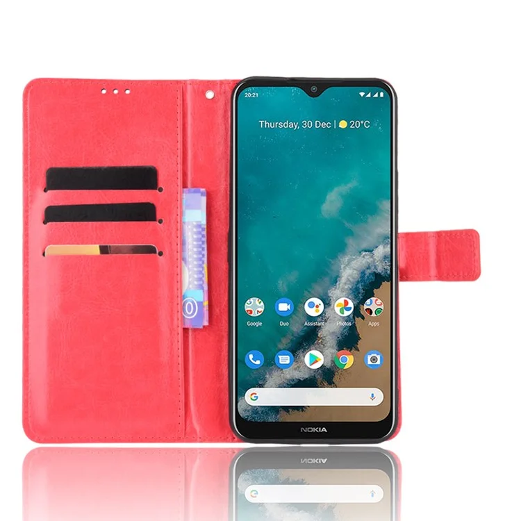 Langlebige Verrückte Pferdpu -leder- Und TPU -telefon Flip Case Wallet Design Protective Mobiltelefonabdeckungsschale Für Nokia G50 - Rot