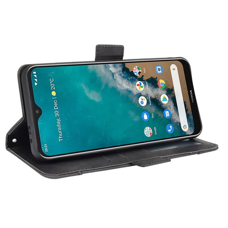 Fodral för Nokia G50 Flip, PU-läder och TPU, Hållare med Flera Kortfack, Praktiskt Plånboksfodral med Ställfunktion, Skyddsfodral - Svart