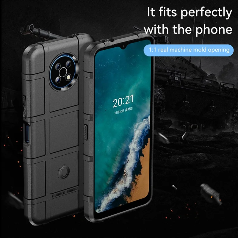 Drop Tested Rugged Square Grid Design Thickened Smooth TPU Protective Phone Cover for Nokia G50 - Black