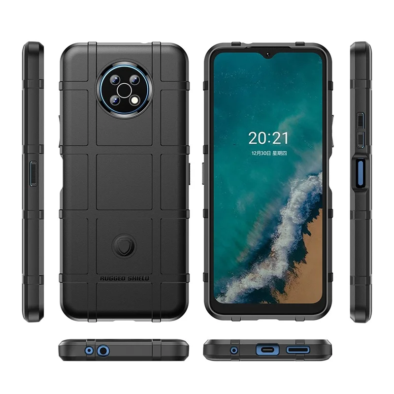 Drop Tested Rugged Square Grid Design Thickened Smooth TPU Protective Phone Cover for Nokia G50 - Black