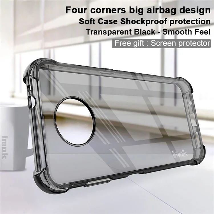 IMAK Corner Airbags Anti-Fall TPU Soft Flexible Durable Phone Cover Case with Screen Protector for Nokia G50 5G - Transparent Black