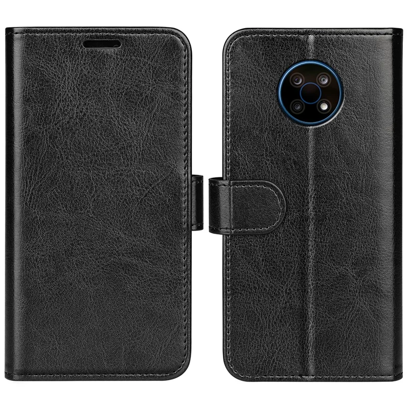 Crazy Horse Texture PU Leather Wallet Folio Flip Protective Case with Stand for Nokia G50 5G - Black