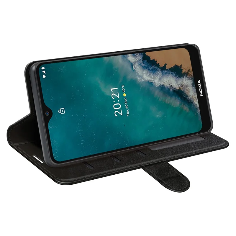 Crazy Horse Texture PU Leather Wallet Folio Flip Protective Case with Stand for Nokia G50 5G - Black