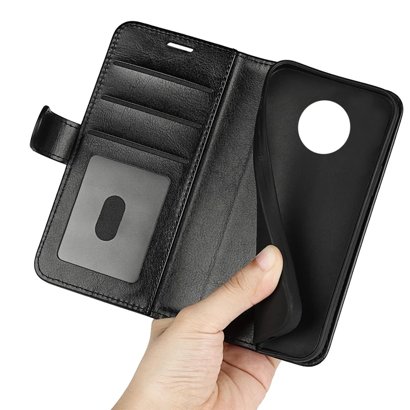 Crazy Horse Texture PU Leather Wallet Folio Flip Protective Case with Stand for Nokia G50 5G - Black
