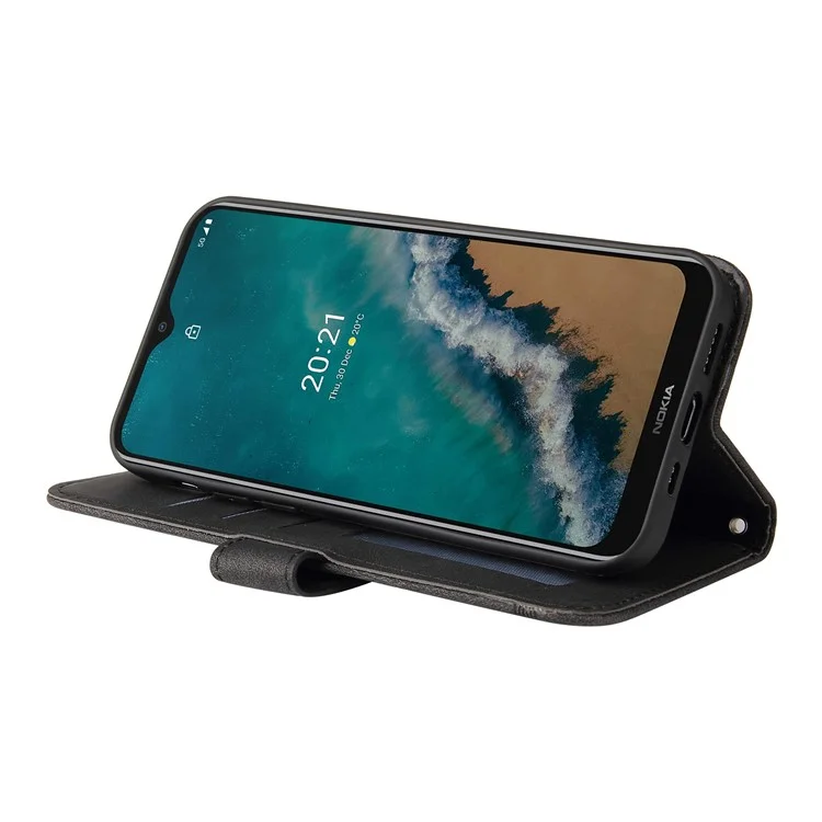 For Nokia G50 Leather Wallet Cases Skin Touch Phone Cover Stand with Strap - Black