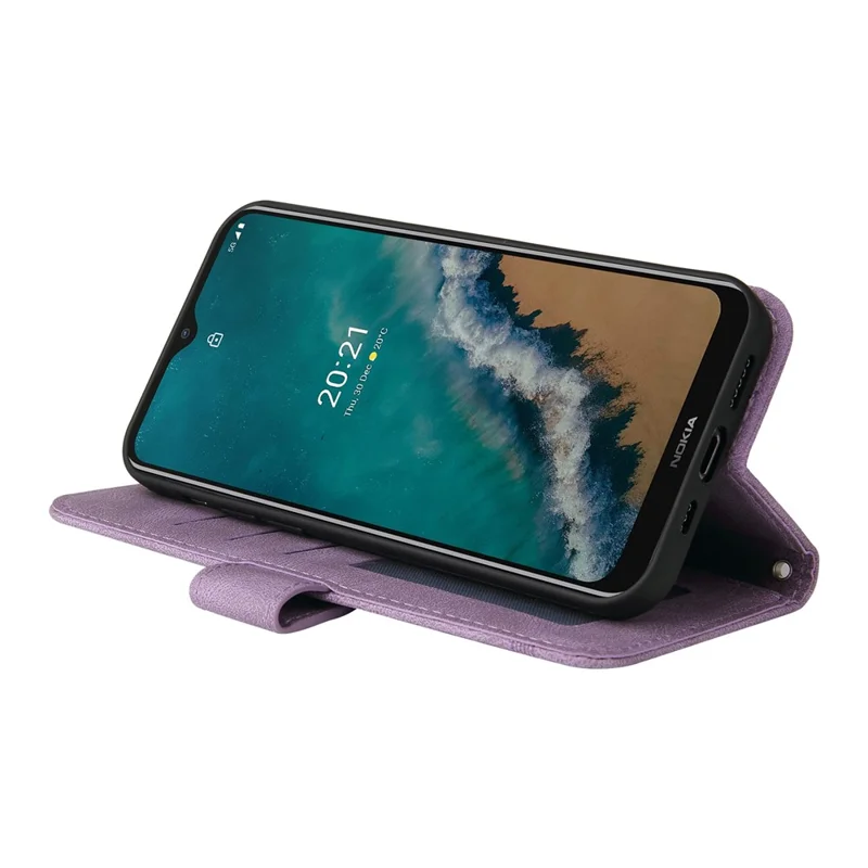 For Nokia G50 Leather Wallet Cases Skin Touch Phone Cover Stand with Strap - Purple