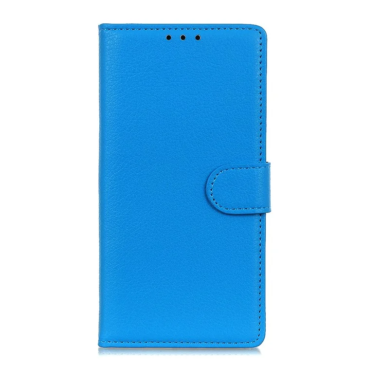 Litchi Texture PU Leather Classic Style Full Body Protection Phone Case Stand Wallet Cover for Nokia C30 - Blue