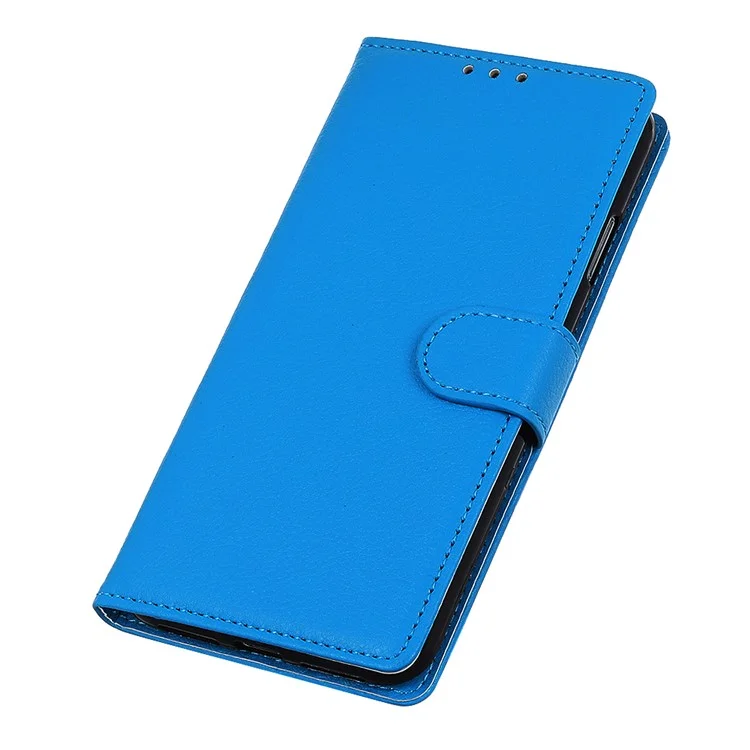 Litchi Texture PU Leather Classic Style Full Body Protection Phone Case Stand Wallet Cover for Nokia C30 - Blue
