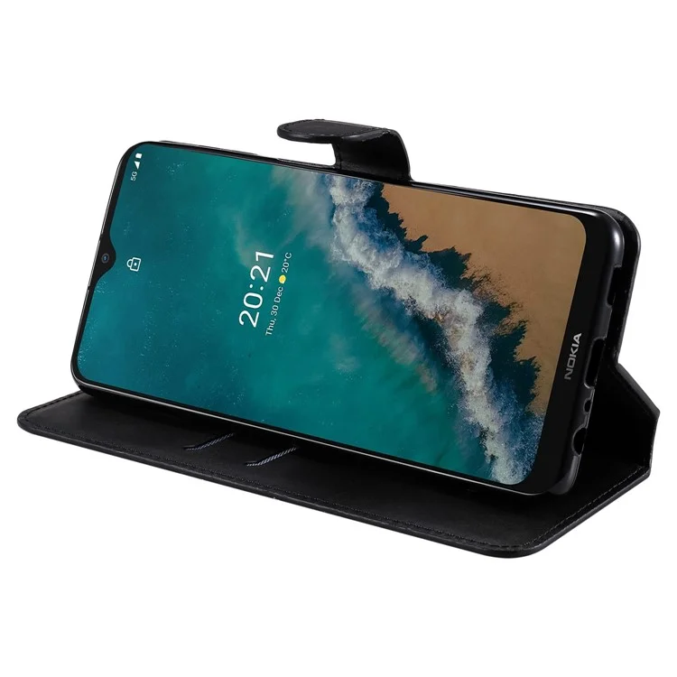 Stand Classiot Folio Flip Anti-scratch Couverture PU Pautlement Puille du Paut Mobile Dépositique Shell de Téléphone Pour Nokia G50 5G - le Noir
