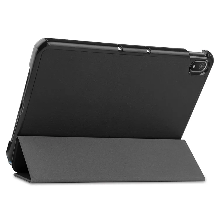 Étui de Protection Pour Nokia T20 Trifold Stand pu Leather + PC Tablet Cover Shell With Auto Wake / Dormir - le Noir