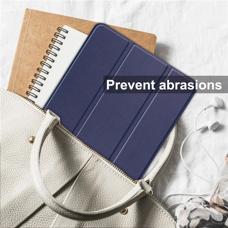 Capa Protetora para Nokia T20 Trifold Stand PU Leather + PC Tablet Cover Shell com Auto Wake / Sleep - Azul Escuro