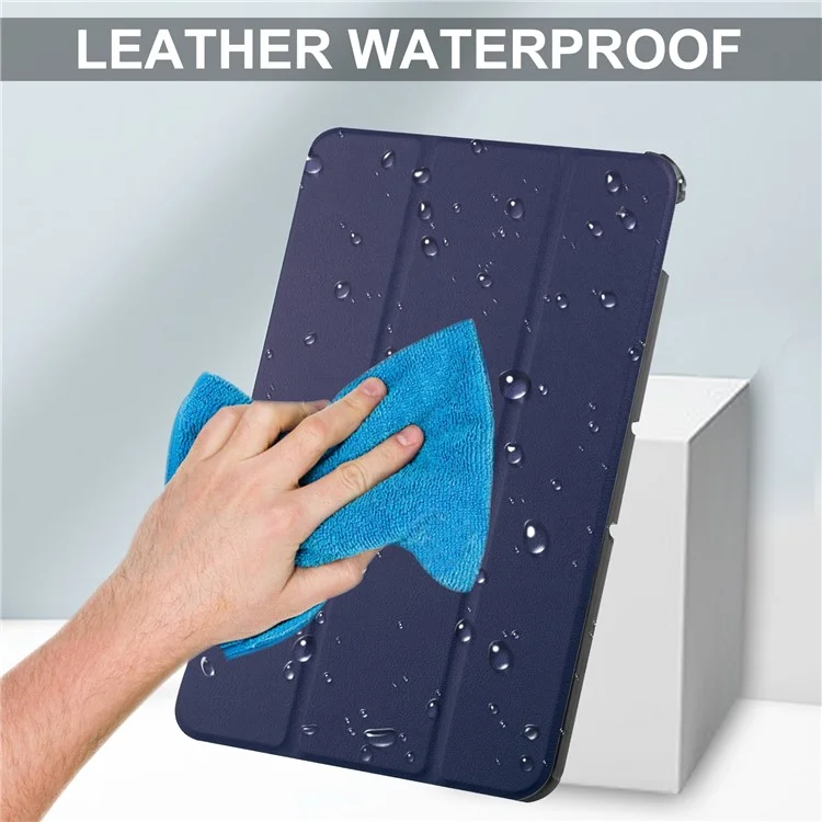 Capa Protetora para Nokia T20 Trifold Stand PU Leather + PC Tablet Cover Shell com Auto Wake / Sleep - Azul Escuro