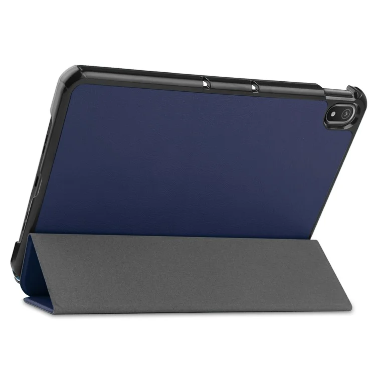 Capa Protetora para Nokia T20 Trifold Stand PU Leather + PC Tablet Cover Shell com Auto Wake / Sleep - Azul Escuro