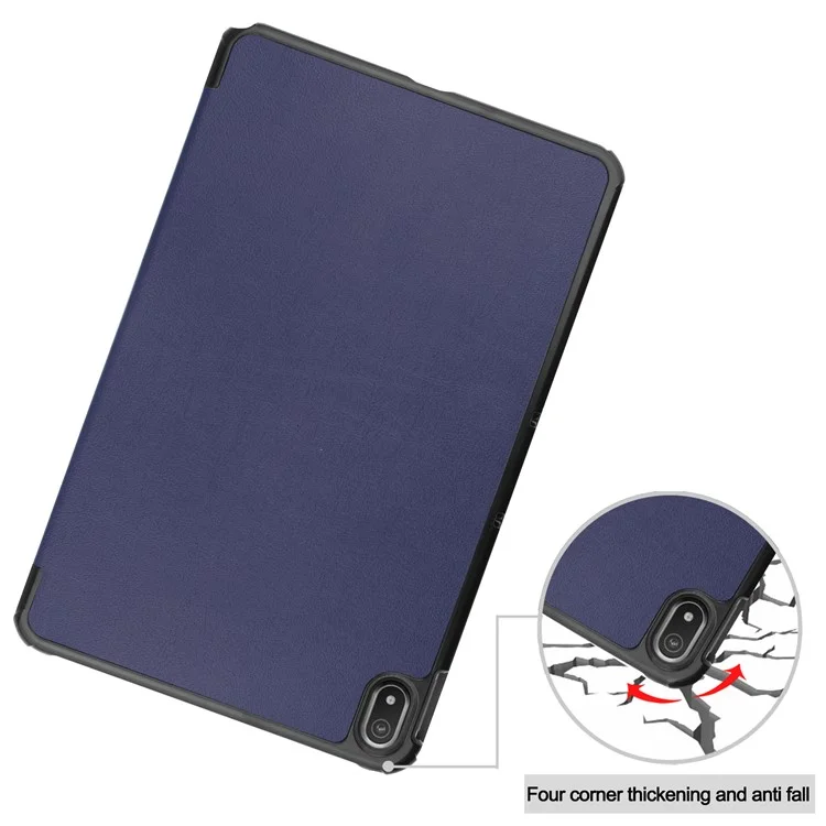 Protective Case for Nokia T20 Trifold Stand PU Leather + PC Tablet Cover Shell with Auto Wake / Sleep - Dark Blue