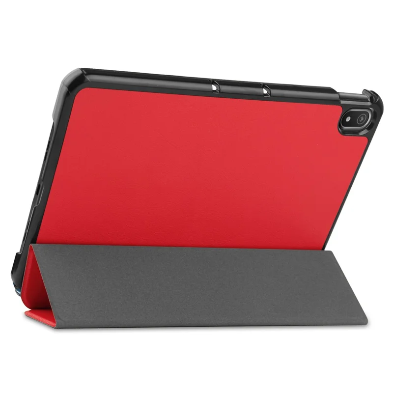 Protective Case for Nokia T20 Trifold Stand PU Leather + PC Tablet Cover Shell with Auto Wake / Sleep - Red