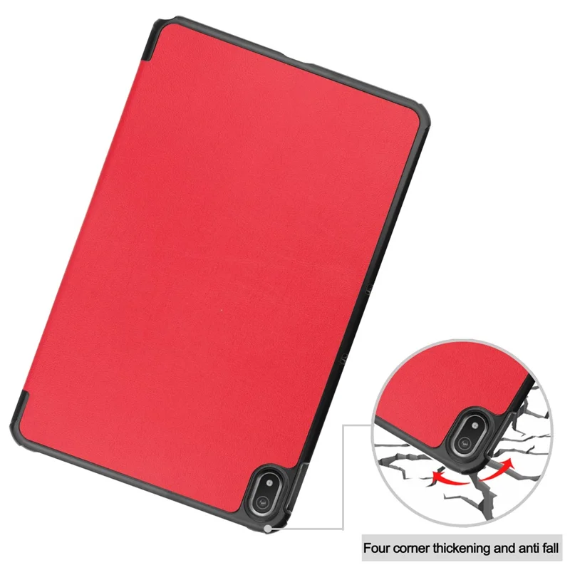 Protective Case for Nokia T20 Trifold Stand PU Leather + PC Tablet Cover Shell with Auto Wake / Sleep - Red
