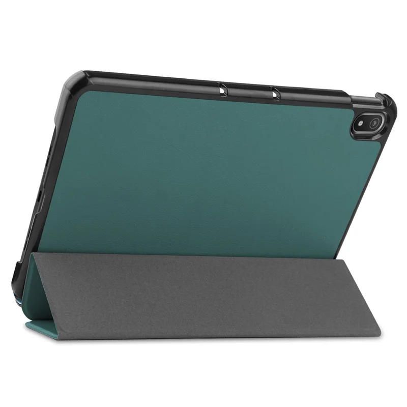 Protective Case for Nokia T20 Trifold Stand PU Leather + PC Tablet Cover Shell with Auto Wake / Sleep - Blackish Green