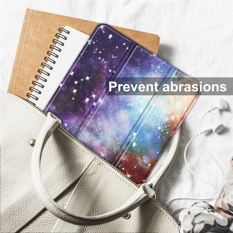 Pattern Printing Shockproof Hard PC + PU Leather Tablet Cover with Tri-fold Stand for Nokia T20 - Nebula