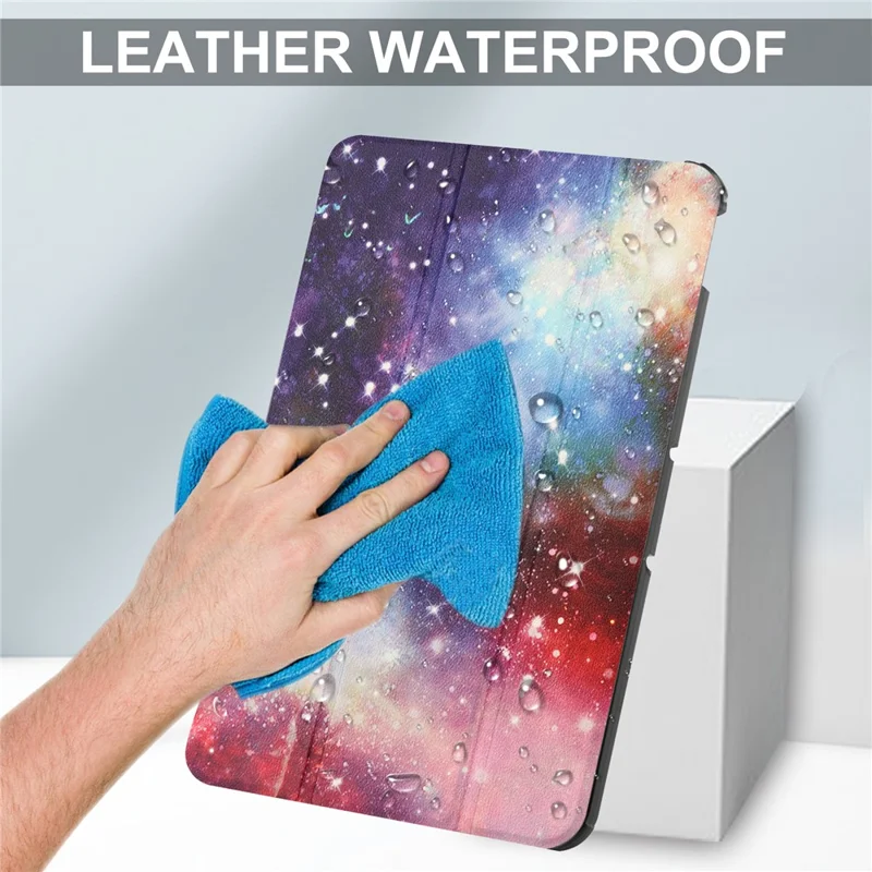 Pattern Printing Shockproof Hard PC + PU Leather Tablet Cover with Tri-fold Stand for Nokia T20 - Nebula