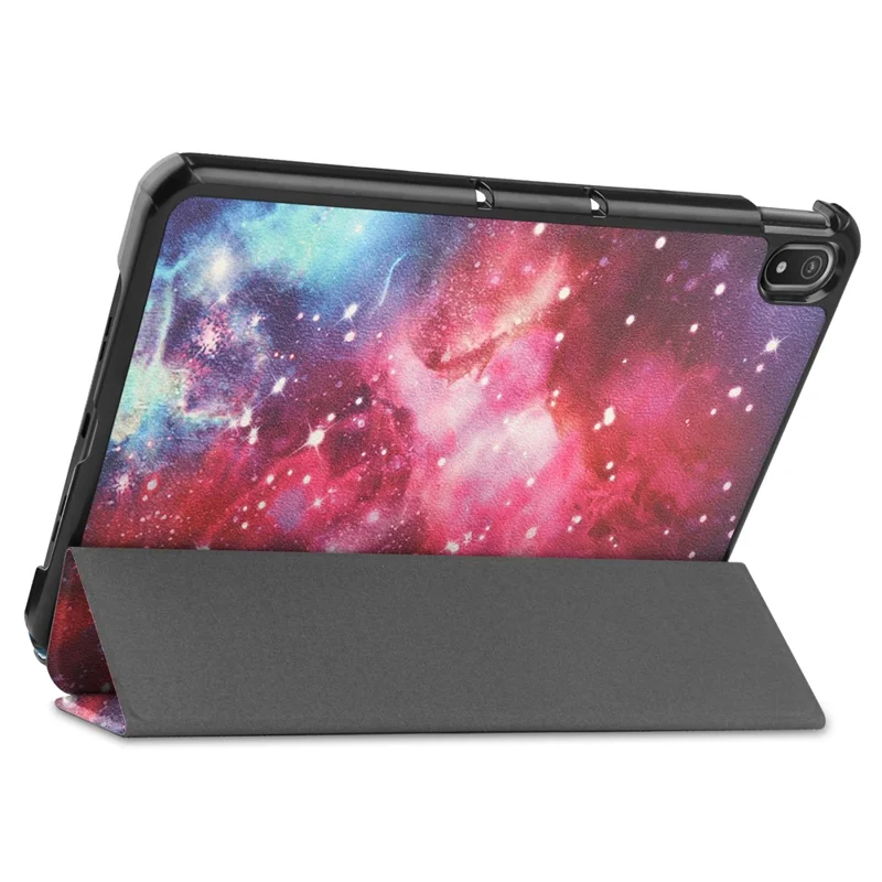 Pattern Printing Shockproof Hard PC + PU Leather Tablet Cover with Tri-fold Stand for Nokia T20 - Nebula