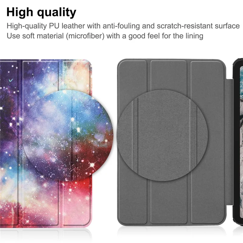 Pattern Printing Shockproof Hard PC + PU Leather Tablet Cover with Tri-fold Stand for Nokia T20 - Nebula
