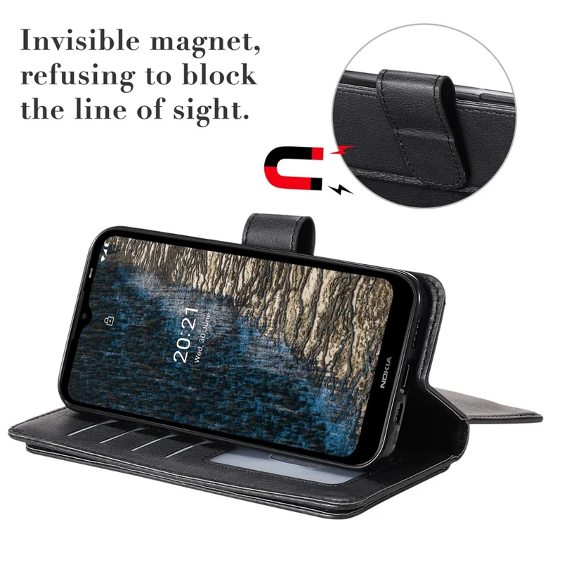 For Nokia C10 / C20 Leather Case with 10 Card Holder Phone Cover Stand - Rose Gold